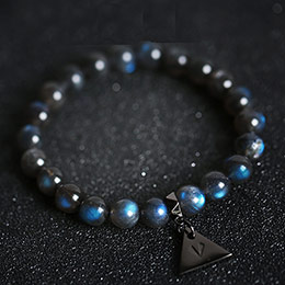 Blue black grey natural moonstone bracelet