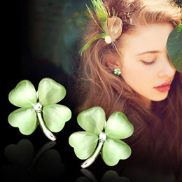 Lucky Wishing Four Leaf Clover Earrings