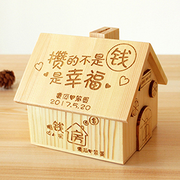 Lettering log cabin piggy bank