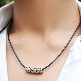 Fashionable men's double ring ring necklace