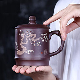 Plum Blossom Bamboo Section Zisha Cup