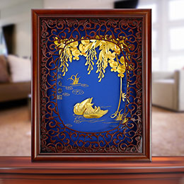 Couple Mandarin Duck Gold Foil Ornaments