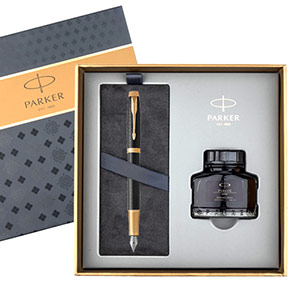 Confezione regalo con inchiostro per penna stilografica Parker Gold Clip