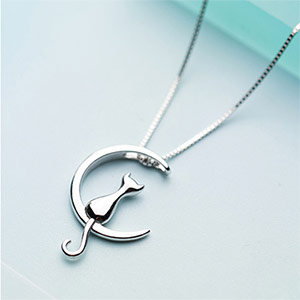 Cat girl necklace on the moon