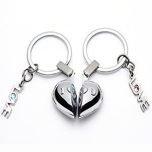 Couple half heart sound keychain