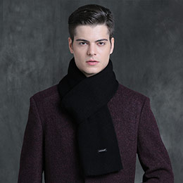 Men's solid color winter wool scarf