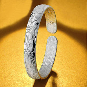 Ethnic relief sterling silver bracelet