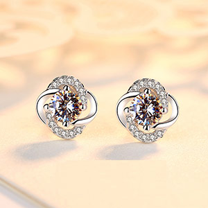 Four-leaf clover sterling silver earrings