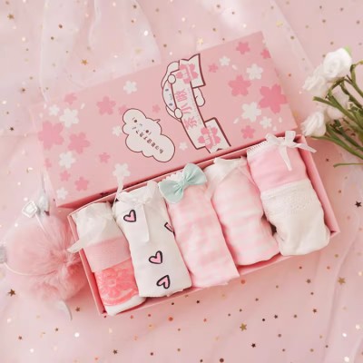 Girls cartoon lace panties gift box