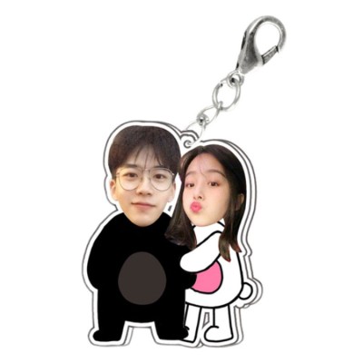Cartoon photo couple keychain