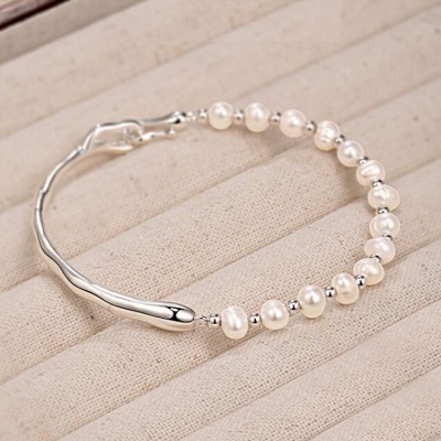 Natural pearl half bracelet