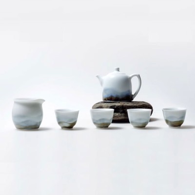 Landscape ink painting tea set
