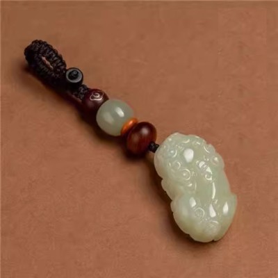 Hetian Jade Pixiu Car Keychain