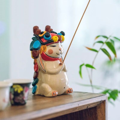Dragon dance rabbit incense holder ornaments