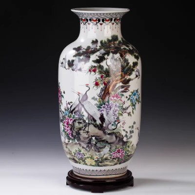 Pine Crane Longevity Antique Large Vase