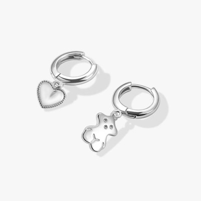 Asymmetric Bear Heart Earrings