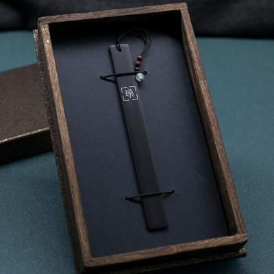 Handmade custom ebony inlaid silver wire bookmark