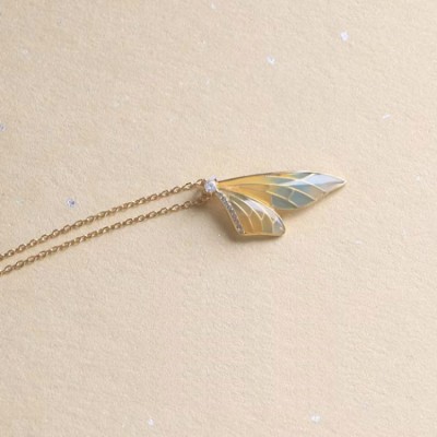 Enamel butterfly wings necklace