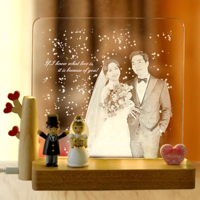 Wedding Photo Crystal Night Light