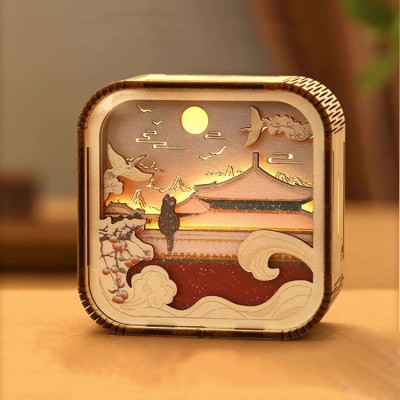 Forbidden City Royal Cat Waiting for Snow Night Light