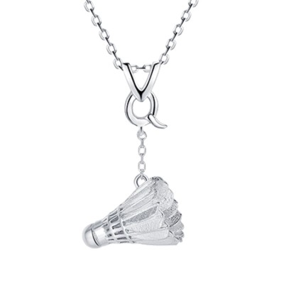 Creative badminton sterling silver necklace