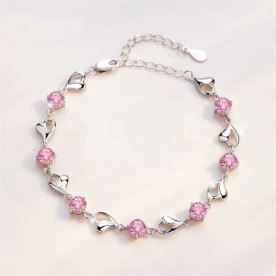 Pink Heart Rose Quartz Bracelet