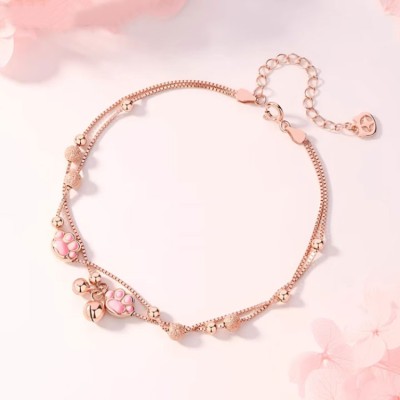 Pink cat claw bell anklet