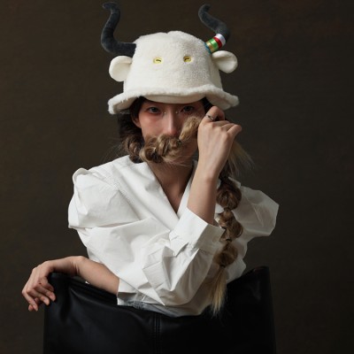 Cute horn plush bucket hat