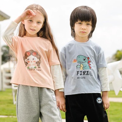 Children's Fake Two-Piece Long Sleeve Cardigan