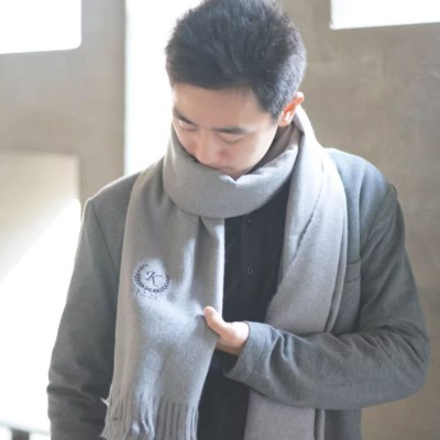 Embroidered wool scarf