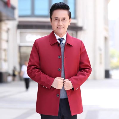 Middle-aged and elderly people's zodiac year wine red jacket