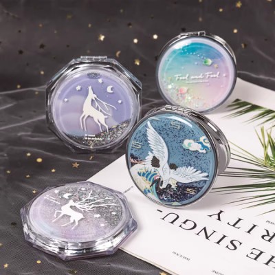 Creative quicksand portable makeup mirror
