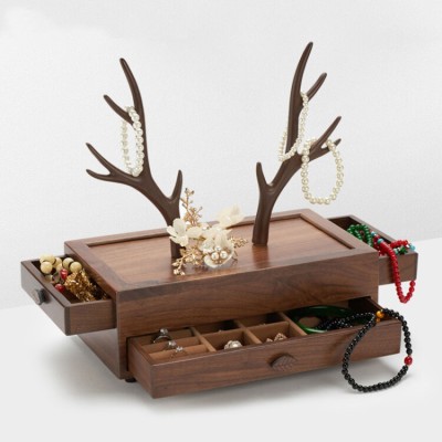 Solid Wood Elk Antler Jewelry Stand