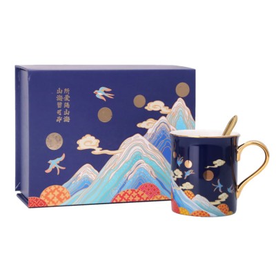 Chinese style mountain and sea mug