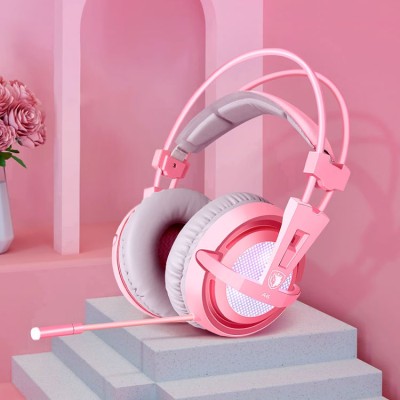 Sides girls pink headphones