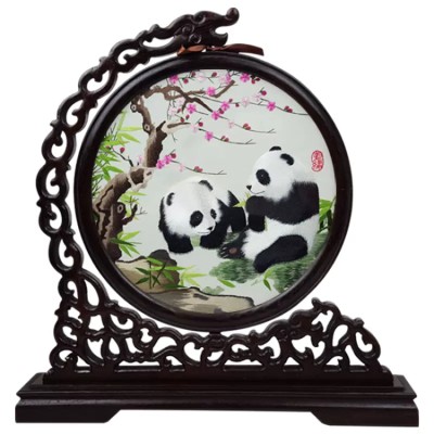 Shu embroidery panda double-sided embroidery screen