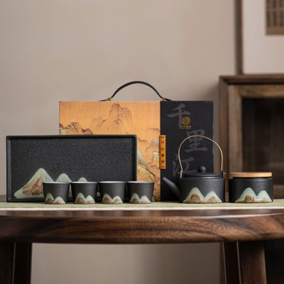 Painted Kung Fu Tea Set Gift Box