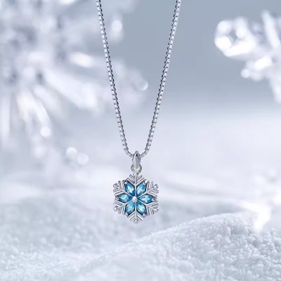 925 silver diamond snowflake necklace