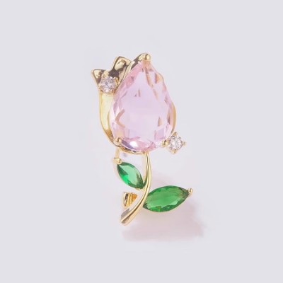 Tulip Flower Crystal Brooch