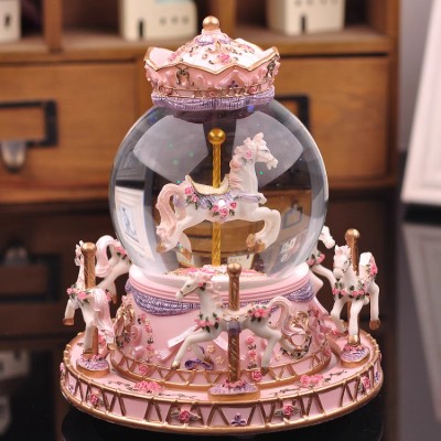 Carousel Snowflake Globe Music Box