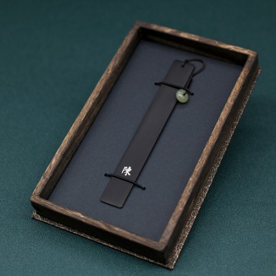 Customized ebony bookmark with silver lettering