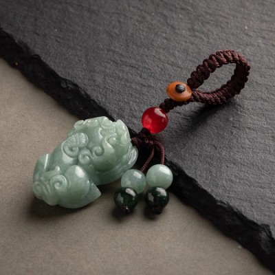 Natural jade Pixiu keychain