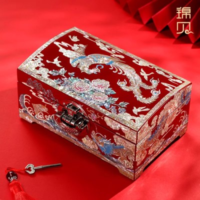 Dragon and Phoenix Lacquerware Wedding Jewelry Box