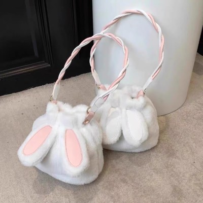 Cute plush rabbit shoulder bag