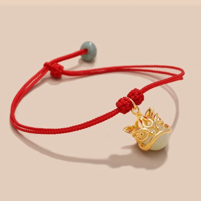Peaceful Lion Dance Red String Bracelet