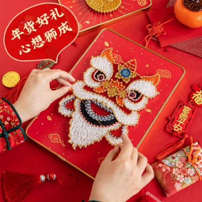 DIY Chinese style lion dance wire painting
