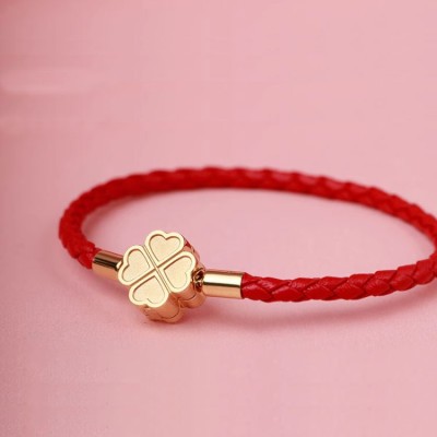 Zodiac Year Four-Leaf Clover Red String Bracelet