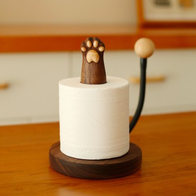 Solid Wood Cat Paw Tissue Holder