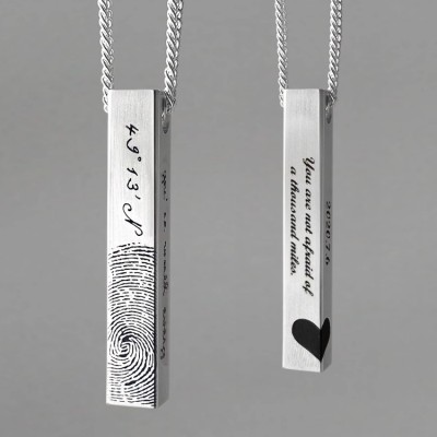 999 Engraved Silver Bar Pendant