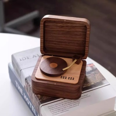 Wooden vinyl record player music box